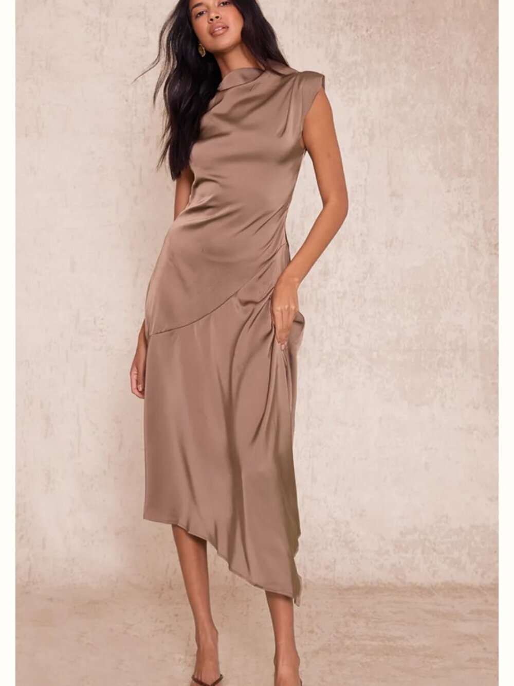 PrettyLittleThing Satin High Neck Midaxi Dress - Size 4 New with Tags